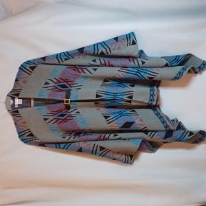 Say What? Women's Aztec Multi-Color Boho Poncho One Size.